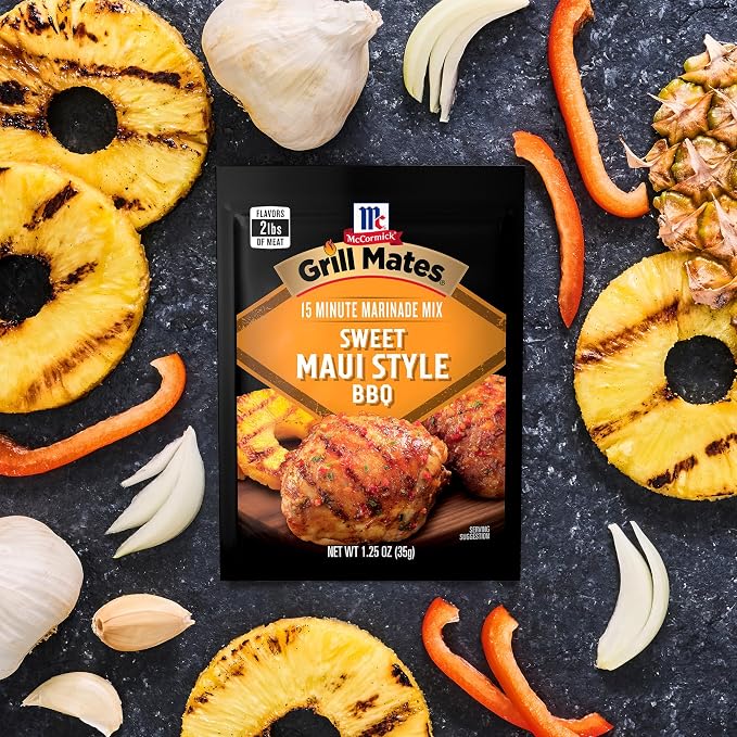 McCormick Grill Mates Marinade Mix, Hawaiian Style BBQ, Tropical Hawaiian-Inspired, 15 Minute Marinade for Chicken, Pork, and Seafood, 1.25 oz (Pack of 12)