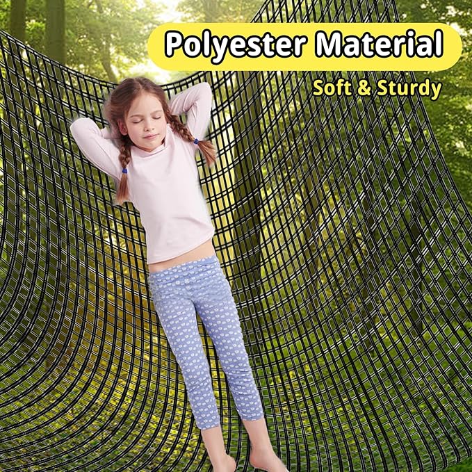 Climbing Cargo Net - 6.5' x 9.8', Double Layer Playground Safety Net with Storage Bag for Kids' Outdoor Treehouse