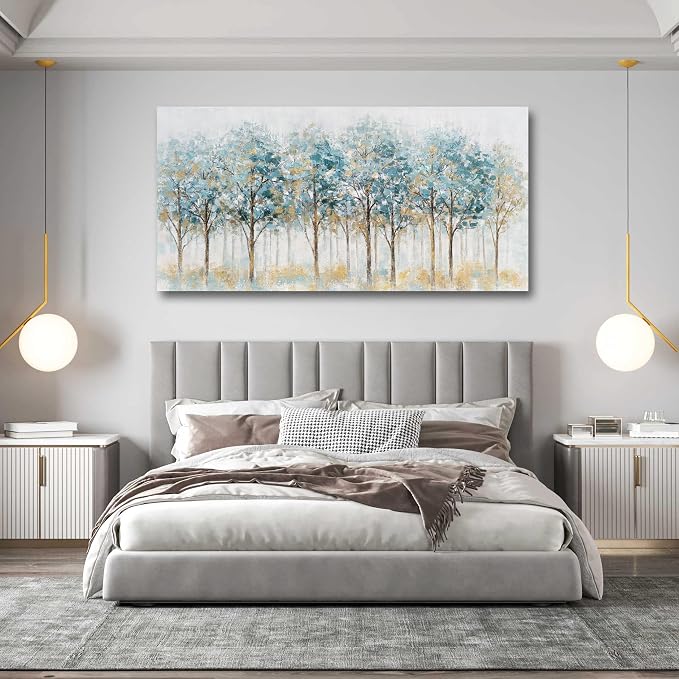 Belmrxne Tree of Life Wall Art Blue and Gold Wall Decor Modern Canvas Painting Gallery Artwork for Living Room Bedroom Dining Room Office Home Decor 29x58 inches