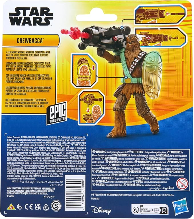 STAR WARS Epic World of Action Chewbacca 4-Inch Deluxe Action Figure & 4 Accessories, Toys for Boys & Girls Ages 4+
