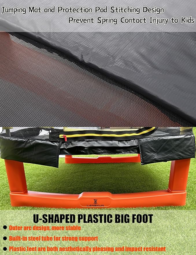 6.5ft Climb Slide Swing 7-in-1 Mini Rectangular Trampoline for Kids | Birthday Gift for Girls and Boys, Indoor Outdoor Toddler's Trampoline with Safety Net Enclosure, Padding, Zipper
