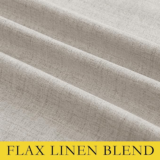 NICETOWN Brich Vintage Open Linen Weave Flax Thermal Curtains, 100% Blackout Curtains 72" Long for Dining Room, Soundproof Window Treatment Drapes for Gym Room, 42" Wide Per Panel, Set of 2