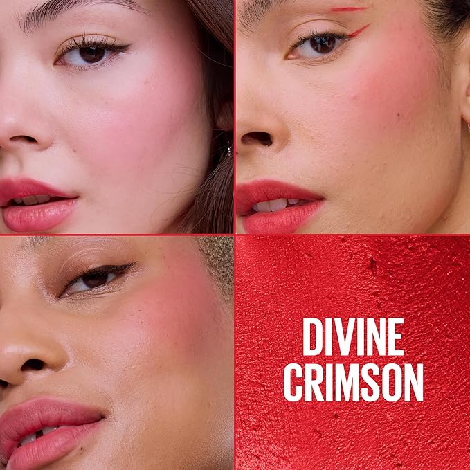 Maybelline Cloudtopia Blush for Cheeks and Lip Mousse, Ultra-Vivid, Pigmented Formula for Up to 14HR of Blush and Lip Makeup Color, Divine Crimson, 1 Count