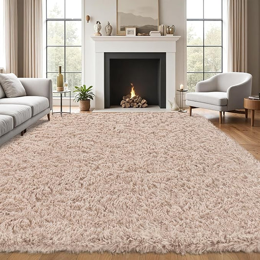 5x8 Area Rug for Living Room:Ultra Soft Fluffy Shag Beige Rugs,Large Fuzzy Plush Indoor Non Slip Carpet Washable Rug for Bedroom Kids Nursery Office Dorm Modern Decor(Beige 5'x8')