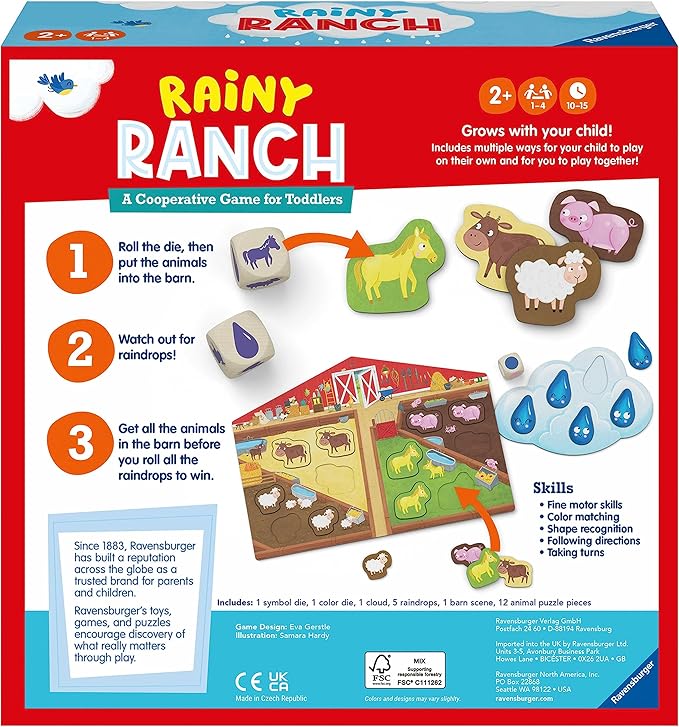 Ravensburger Rainy Ranch - Engaging Cooperative Game for Toddlers - Skill Development - Flexibility for Growing Minds - Stimulates Imagination - MESH Accredited