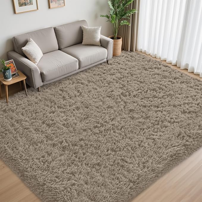 5x8 Area Rug for Living Room:Ultra Soft Fluffy Shag Grey Camel Rugs,Large Fuzzy Plush Indoor Non Slip Carpet Washable Rug for Bedroom Kids Nursery Office Dorm Modern Decor(Grey Camel 5'x8')
