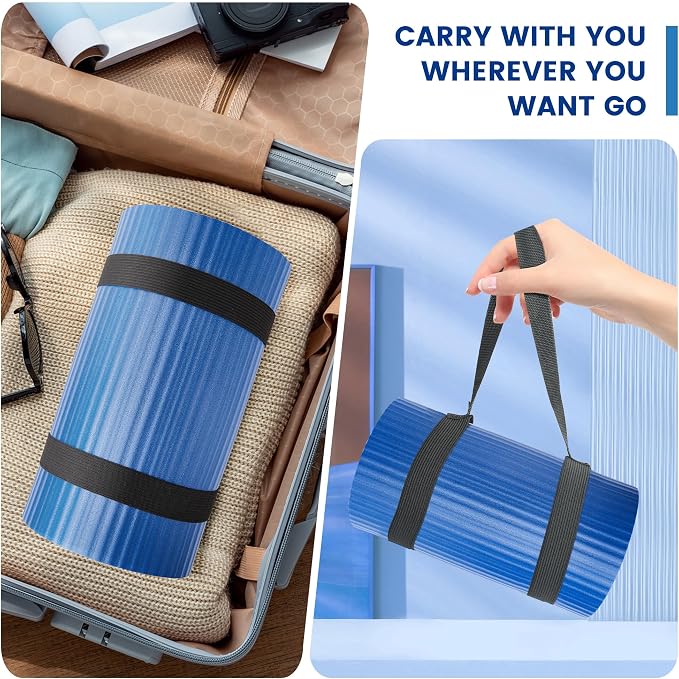 Yoga Knee Pad Cushion, 24 x 9.8 x 0.8 in Thick Mini Yoga Mat, Odor-Free NBR Workout Mat with Storage Strap, Small Exercise Mat for Yoga, Pilates, Kneeling, Planks & Home Gym
