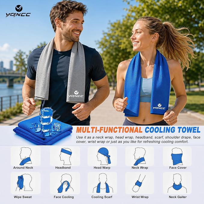 YQXCC 4 Pack Cooling Towels 40"x12", Cool Ice Towels for Neck & Face | Cooling Neck Wraps, Soft Breathable Microfiber Chilly Towels, Ideal for Gym, Yoga, Golf, Running, Camping & Hot Weather