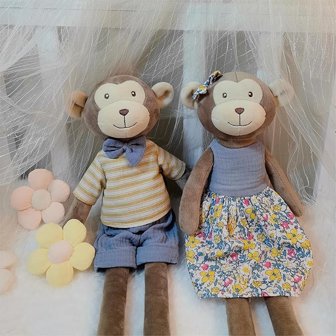 Monkey Stuffed Animals,15.7" Boy Monkey Plush with T-Shirt and Pants,Cute Stuffed Animal for Girls As Birthday, Easter,Christmas,Valentine's Day Gift