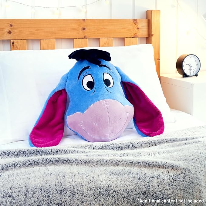 Disney Stitch 3D Plush Cushions for Bed Travel, Cute Cuddle Pillow Stuffed Character Pillow, Bedroom Accessories, Room Decor, Gifts for Kids (Blue Eeyore, L15.35 x W11.81)