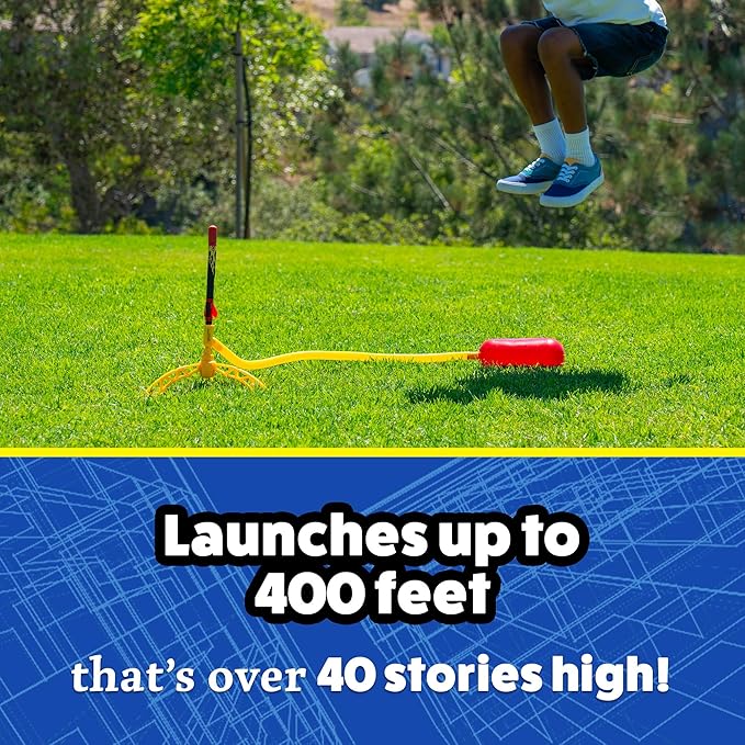 Stomp Rocket Super High-Performance X-Treme Rocket Launcher for Kids Soars Up to 400 Feet - 6 Rockets - Fun Outdoor Toys for Boys & Girls - STEM Foam Blaster - Ages 9 and Up