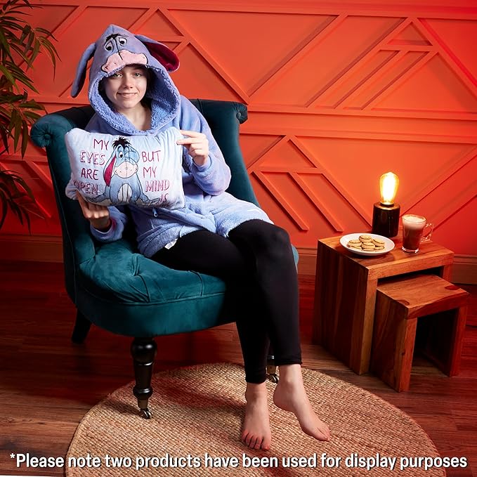 Disney Blanket Hoodie for Kids, 2-in-1 Folds into Travel Cushion, Stitch Baby Yoda Maleficent Eeyore, Gifts for Girls Boys