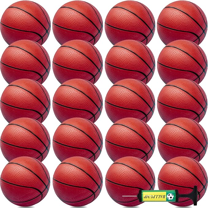 Oleitodh 40Pcs 6" Inflatable Mini Basketball Balls Bulk Inflatable Small Basketball Set, PVC Small Basketballs for Over The Door Hoop Games Party Favors Indoor Outdoor Play Adults Kids Pool Beach