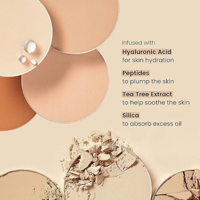 JOAH Perfect Complexion Cashmere Powder Foundation, Medium Face Coverage, Matte Finish, Korean Makeup, Compact Design For Oily & All Skin Types, 16 Hour Wear, Tan with Warm Undertones
