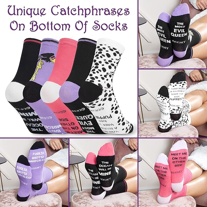 Disney Stitch Socks Gifts for Women Teens, US Size 4-9, Baby Yoda Pack of 5 Fuzzy Casual Crew Socks for Home Sleep Winter