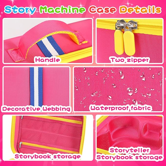 Hard Travel Case Compatible with Little Tikes for Story Dream Machine Books Starter Set, Protective Storage Case Container for Storytime Audio Play Real for Littles Character Collection (Pink, Small)