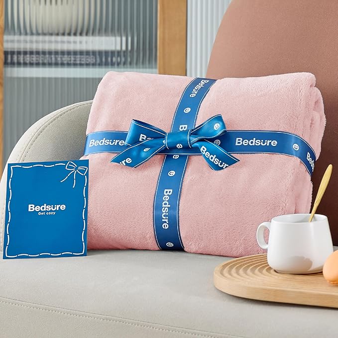 Bedsure GentleSoft Pink Fleece Blankets Queen Size - Bed Blanket Soft Lightweight Plush Fuzzy Cozy Luxury Microfiber, 90x90 inches