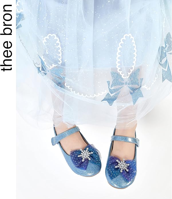 THEE BRON Mary Jane Ballet Flats - Girls' Dress Shoes with Hook & Loop Closure