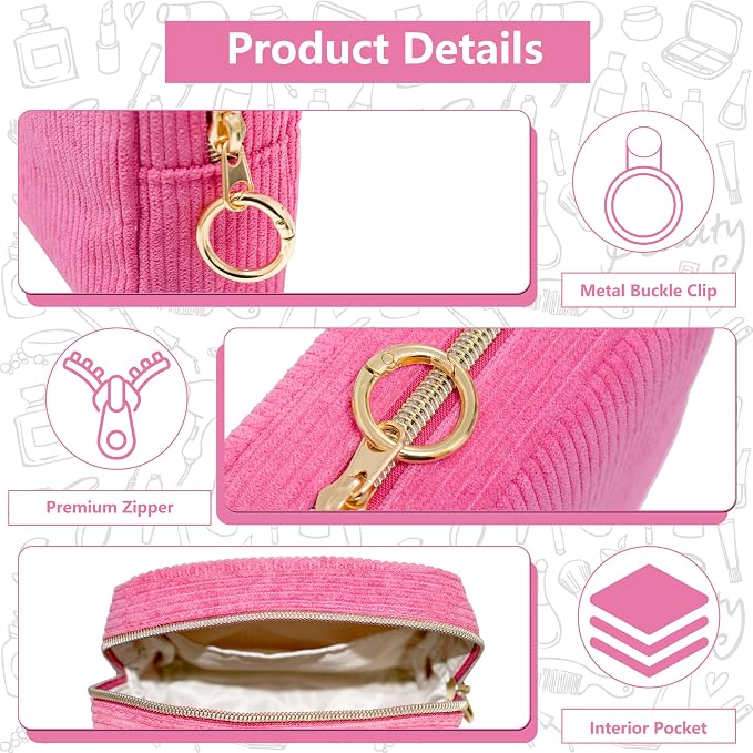 Period Bag for Girls, Corduroy Period Kit with Sanitary Pad Pouch, Menstrual Storage Bag and Tampon Holder for Purse, Girls School Essentials,Feminine Care Organizer(Rose Red)