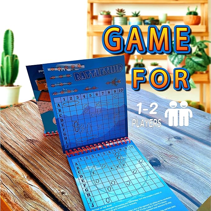 2 Pack Reusable 32 Activity Game Mats Pads with Dry Erase Marker as Travel Toy & Learning Tool for Ages 6-12 (9”X 6”)