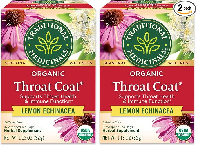 Traditional Medicinals, Organic Lemon Echinacea Throat Coat, 16 ct (Pack of 2)