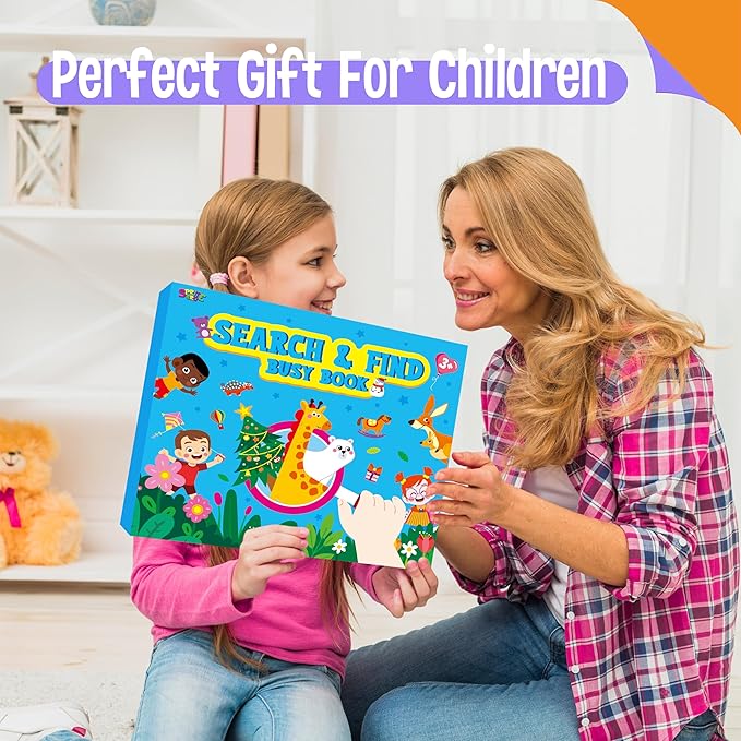 SpriteGru Search & Find Book, 30 Different Themes 32 Pages Activities Book, Montessori Learning Toy Educational Game Autism Sensory Toys for Preschool Girls and Boys Ages 3, 4, 5, 6