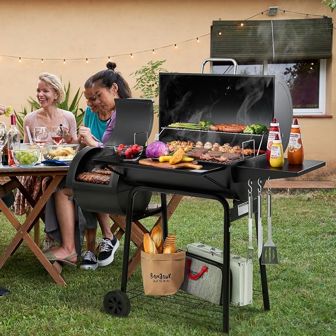 Royal Gourmet CC1830S BBQ Charcoal Grill and Offset Smoker | 823 Square Inch cooking surface, Outdoor for Camping | Black | 823 Square Inch cooking surface, Outdoor for Camping | Black