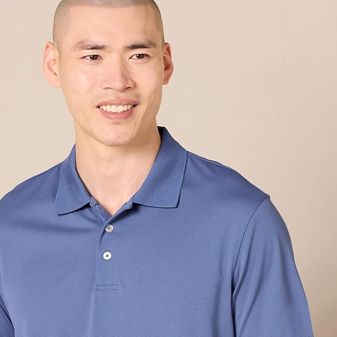 Amazon Essentials Men's Moisture Wicking Golf Polo Shirt, Short Sleeve, Slim-Fit, Quick-Dry, Active Wear