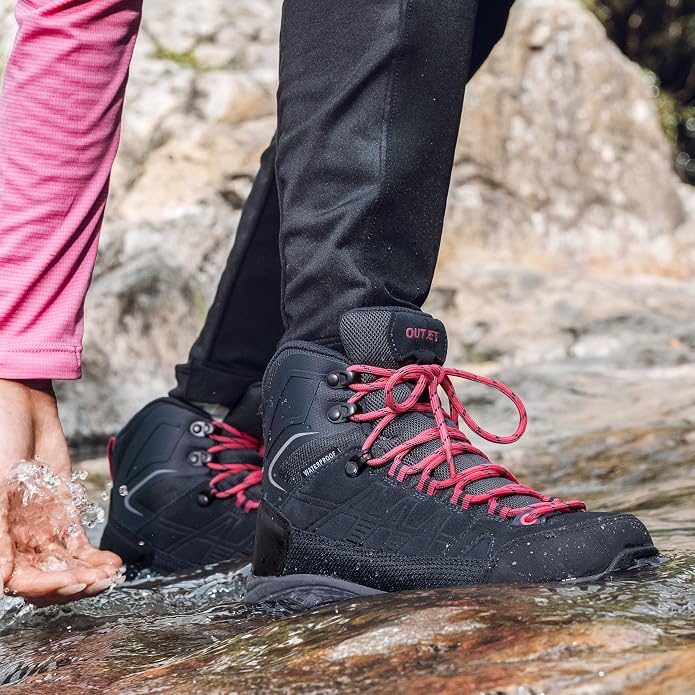 Women's Waterproof Hiking Boots Lightweight Comfortable Non-Slip Outdoor Walking Trekking Trails Boot