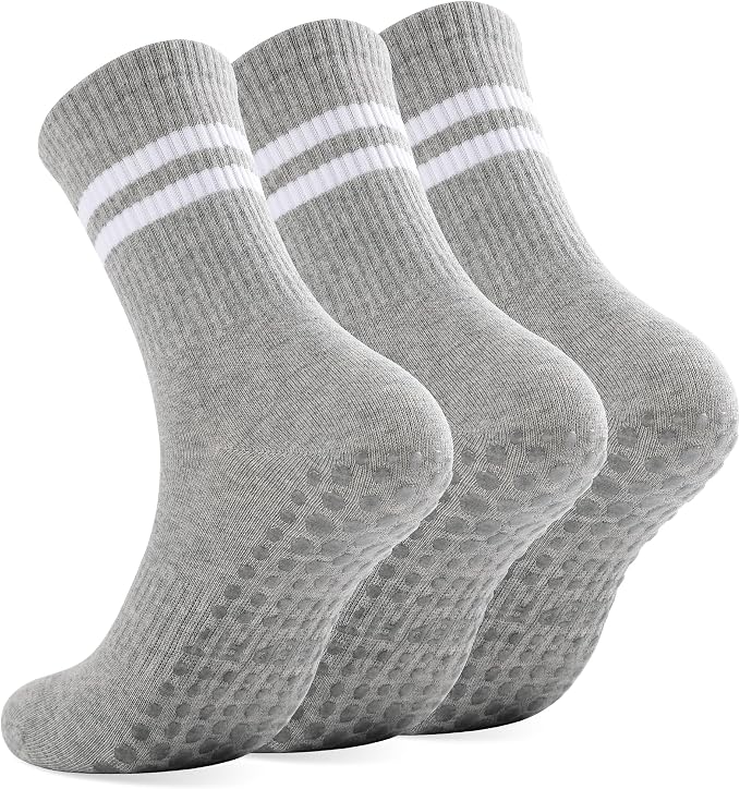 loudashuaiqi Grip Pilates Socks Non Slip Athletic Yoga Socks with Grips for Women Grippy socks for Hospital Workout Barre