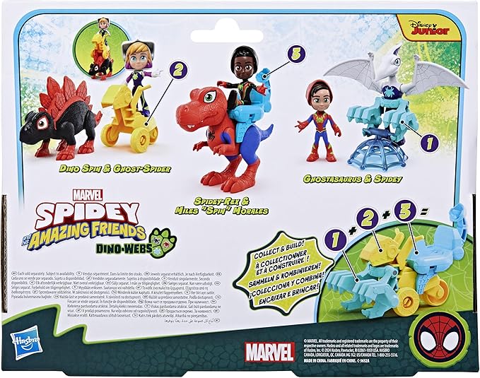 Spidey and his Amazing Friends Marvel Dino-Webs Ghostasaurus & Spidey 4-inch-Scale Spider-Man Action Figure Set, Toys for Kids Ages 3 and Up