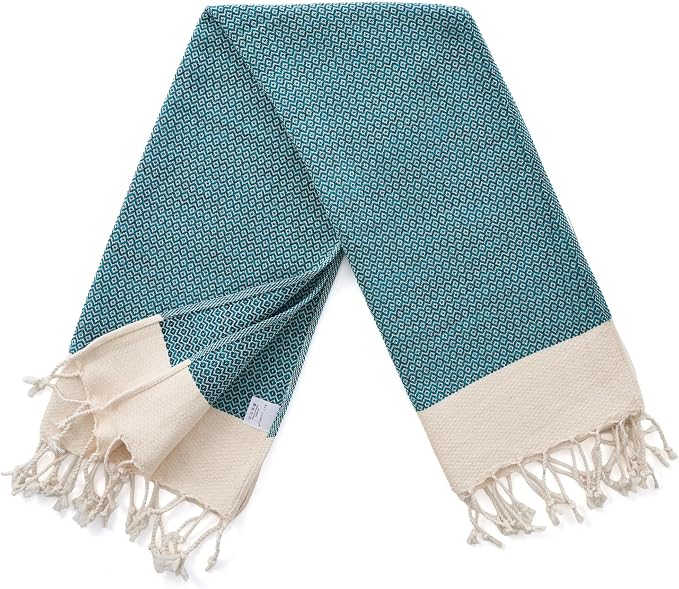 BAY LAUREL Turkish Hand Towel – Pack of 2 | Soft & Absorbent Decorative Towels for Bathroom, Hand, Face, Hair, Gym, Yoga, SPA, Kitchen & Tea | Boho Decor (Petrol, Diamond 16x40 Inches (Set of 2)