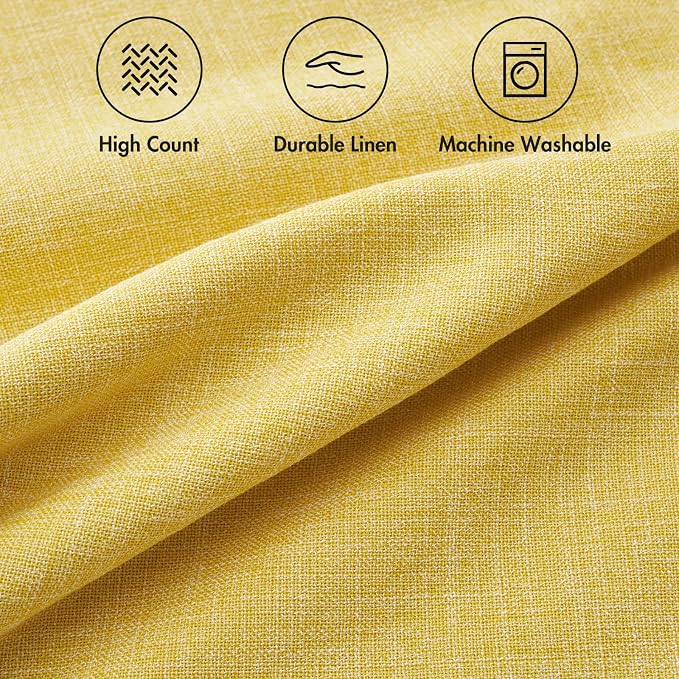 MIULEE Pack of 2 Decorative Linen Burlap Textured Pillow Covers Farmhouse Boho Accent Lumbar Pillowcases Spring Home Decor for Couch Sofa Bedroom Living Room 12x20 Inch Yellow