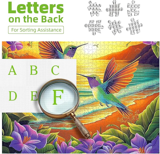 500 Piece Jigsaw Puzzle for Adults – Hummingbirds & Beach Flower Design - Challenging Unique Puzzle - 20x20 Inches - Perfect for Family Fun