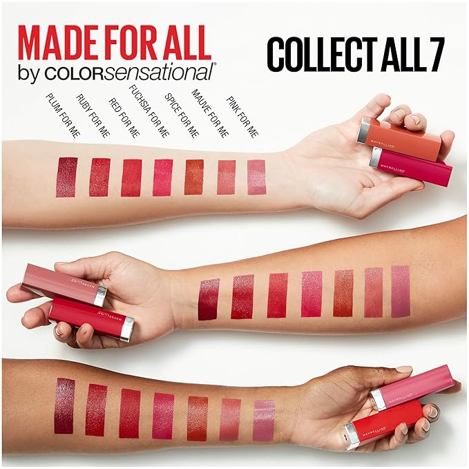 MAYBELLINE Color Sensational Made for All Lipstick, Crisp Lip Color & Hydrating Formula, Ruby For Me, Red, 1 Count (Pack of 2)