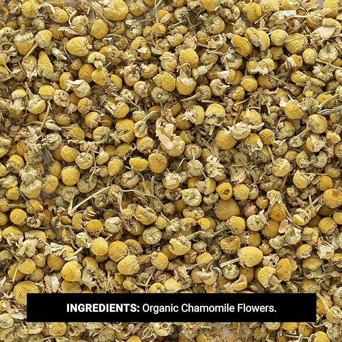 Frontier Co-op Organic German Whole Chamomile Flowers, 1-pound Bulk Bag, Makes Relaxing/Calming Tea, Kosher, Non Irradiated