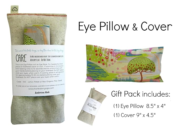 Unscented Flax Eye Pillow - Soft & Soothing Cotton Naturally Calming Colors - Weighted Yoga Massage Headache Sleep Made USA - green teal