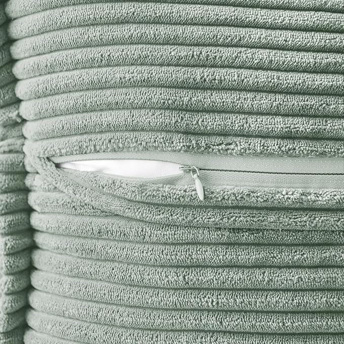 MIULEE Decorative Throw Pillow Covers for Couch 18x18 Inch Greyish Green | Boho Broadside Striped Patchwork Pillow Covers, Soft Corduroy Cushion Cases, For Sofa Bed Livingroom Home Decor