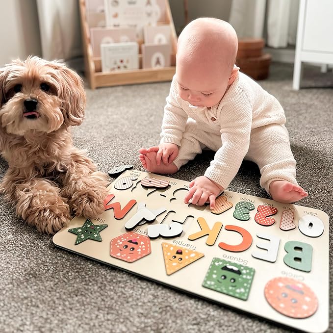 Puzzles for Toddlers Boy and Girl, Personalized Name Puzzle, 12 Month Toy, Gifts for 0 1 2 3 Years Old, Baby Gifts, Baby Shower, Christmas, NewBaby Gift, 0 3 6 9 12 18 24 36 Months