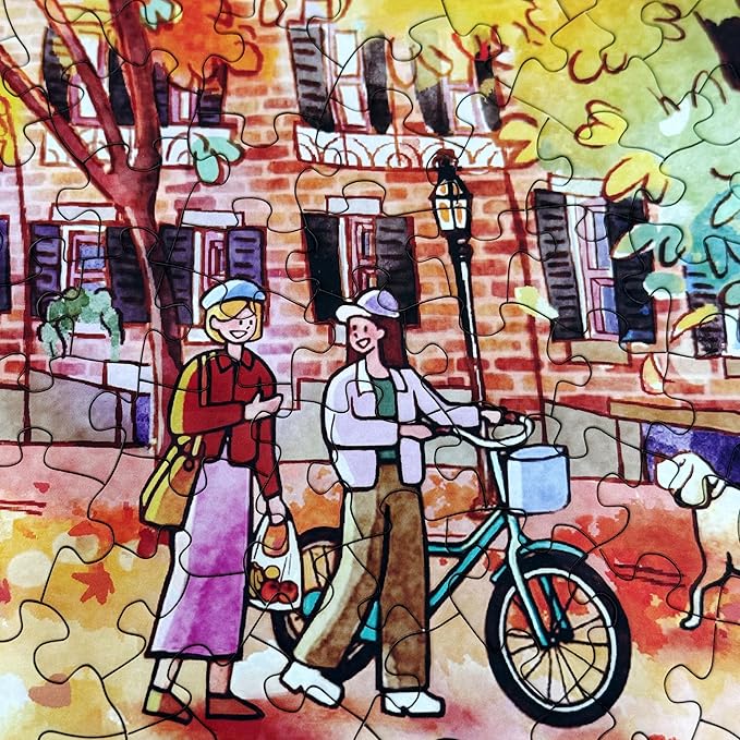 1000 Pieces Jigsaw Puzzles for Adults, Autumn Street Puzzle, Unique Shape Puzzles for Family Friends Challenging Games