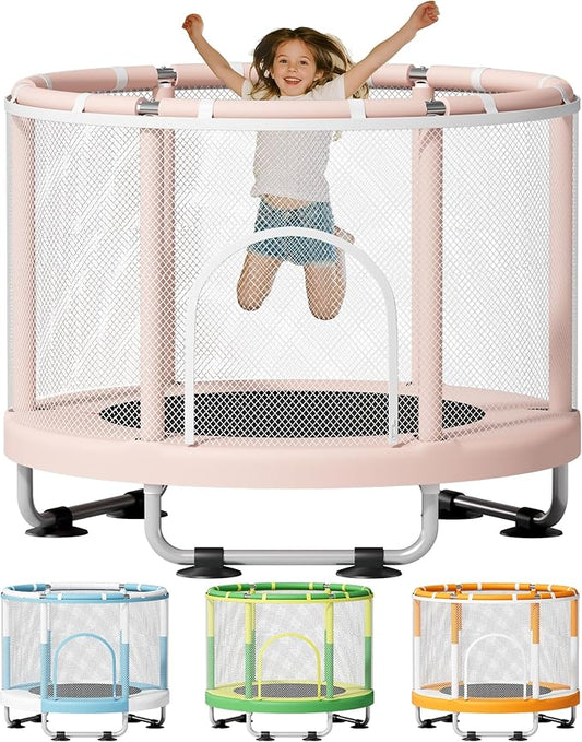 ZCMHAXJ 55" Trampoline for Kids, 440lbs Capacity Indoor & Outdoor Toddler Trampoline, Gifts for Boys & Girls