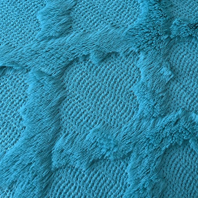 Set of 2 Soft Moroccan Throw Pillow Covers 24x24 Inch Plush Boho Decorative Pillow Cover Accent Cushion Case for Couch Sofa Bed, Teal