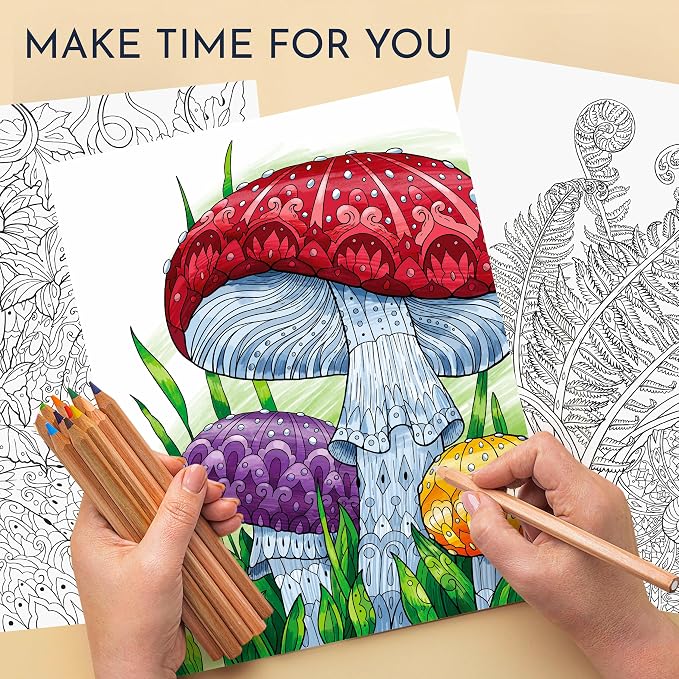 Flower Coloring Book for Adults with 31 Botanical Designs and Virtue Prompts – Plant Coloring Book for Mindfulness, Calming Stress Relief and Relaxation Gifts for Women & Men, Tear-Out Pages