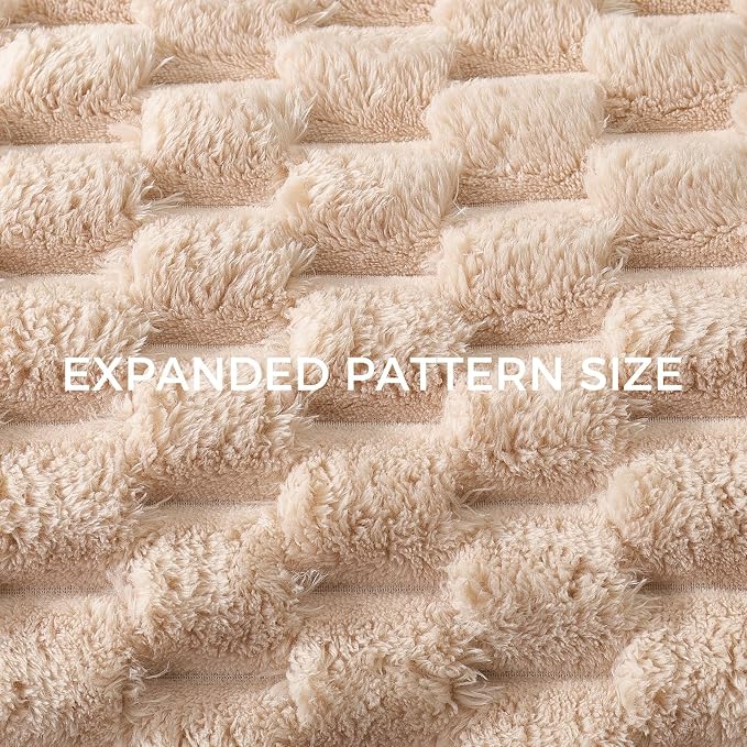 Whale Flotilla Soft Fleece Queen Size Bed Blanket Luxury 3D Jacquard, Camel | Lightweight Breathable Coverlet Bedspread for All Seasons, Super Cozy Plush Fluffy Fuzzy Decorative Blanket for Bed, 90"x90"