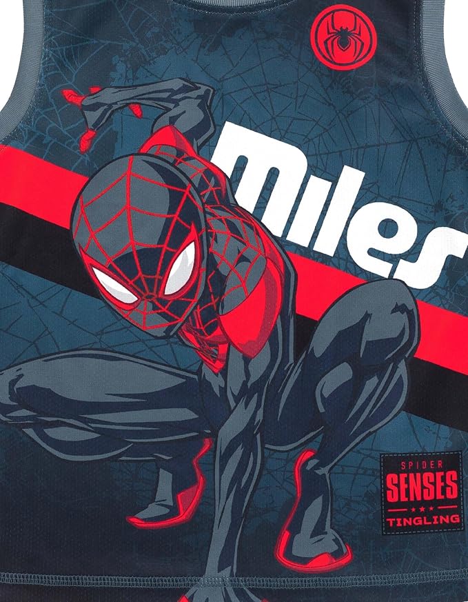 Marvel Spider-Man Miles Morales Hulk Mesh Jersey Tank Top Shirt and Basketball Shorts Toddler to Big Kid Sizes (2T - 18-20)