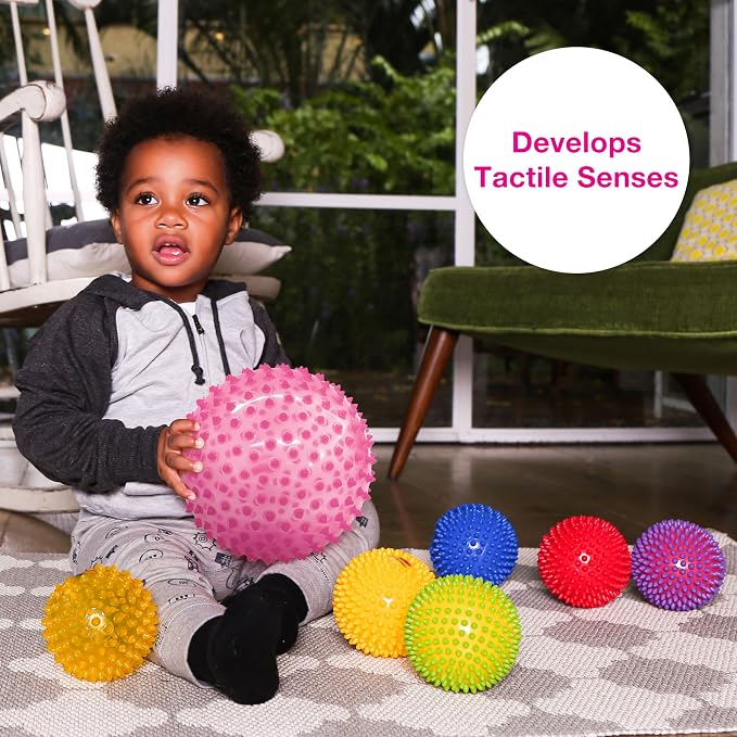Edushape The Original Sensory Ball for Baby - 7" Transparent Pink Color Baby Ball that Helps Enhance Gross Motor Skills for Kids Aged 6 Months & Up - Vibrant, Colorful & Unique Toddler Ball