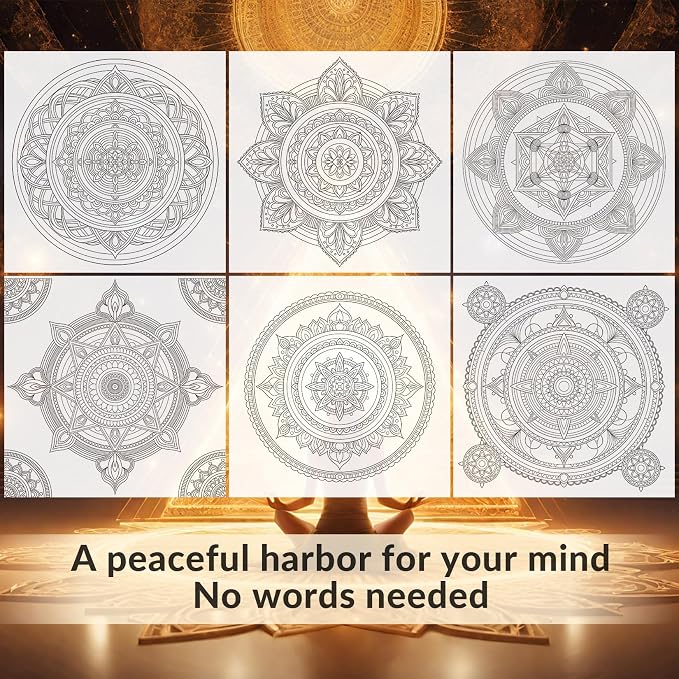 FUNLAVIE Adult Coloring Book - Mandala Coloring Books for Adults Relaxation and Teens Stress Relief, Large Print Spiral Bound Coloring Book for Women,Mandalas Style Mindfulness Stress-Free Patterns