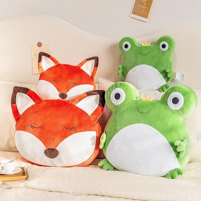Lazada 2PC Frogs Kids Pillow Toys Plush Pillows Soft Gifts for Toddler Green (15+10Inches)