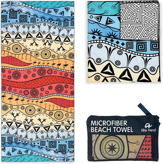 Quick Dry Towel Extra Large 78x35 Inch - Microfiber Beach Towel - Perfect for Beach, Travel, Swimming, Pool, Yoga, Hiking, Camping - Lightweight, Fast Drying, Compact for Adults (The Wild)