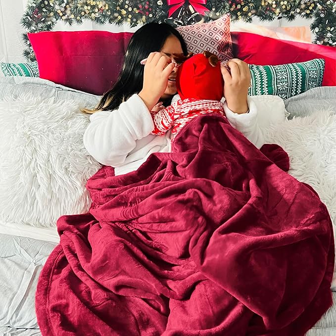 Bedsure GentleSoft Fleece Blanket Twin Size Red - 300GSM Lightweight Plush Fuzzy Cozy Soft Warm Blanket for Bed, Sofa, Couch, Travel, Camping, 60x80 inches